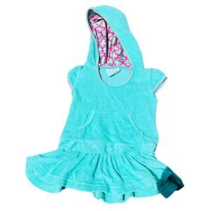 🏖️ Cabana Beach Aqua Terry Hooded Dress Girls Swim Cover-Up 5/6 Beachwear